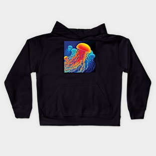 A Smack of Orange and Blue Jellyfish Kids Hoodie